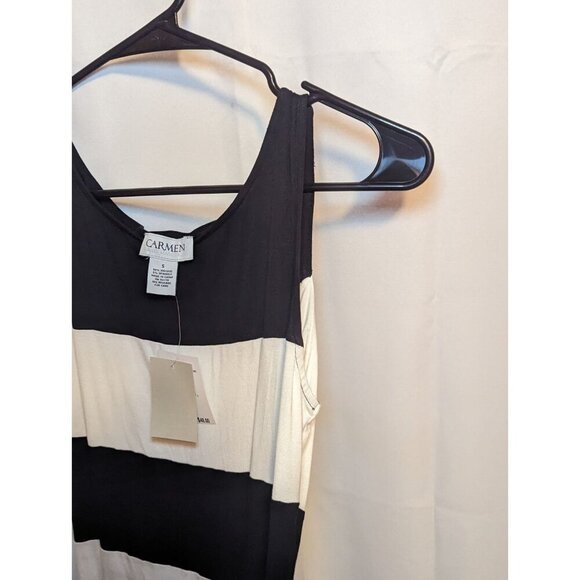 Women's Small NWT Black And White Carmen Marc Valvo Tank With Opening In Back - Picture 6 of 11